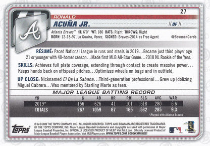 2020 Bowman Ronald Acuna Jr. #27 Atlanta Braves
