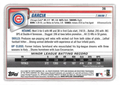 2020 Bowman Robel Garcia RC #36 Chicago Cubs