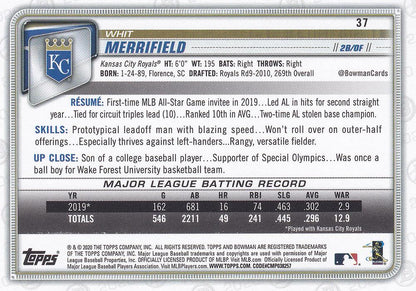 2020 Bowman Whit Merrifield #37 Kansas City Royals