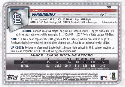 2020 Bowman Junior Fernandez RC #39 St. Louis Cardinals
