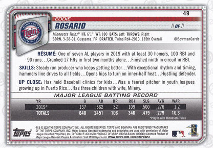 2020 Bowman Eddie Rosario #49 Minnesota Twins