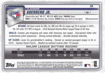 2020 Bowman Vladimir Guerrero Jr. #50 Toronto Blue Jays