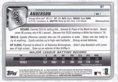 2020 Bowman Tim Anderson #97 Chicago White Sox