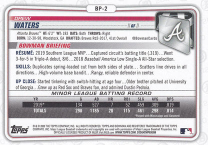 2020 Bowman Prospects Drew Waters BP-2 Atlanta Braves