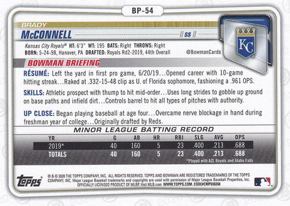 2020 Bowman Prospects Brady McConnell BP-54 Kansas City Royals