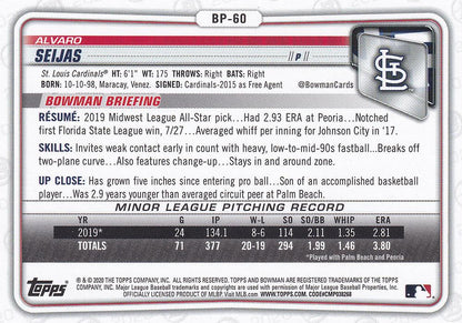 2020 Bowman Prospects Alvaro Seijas BP-60 St. Louis Cardinals