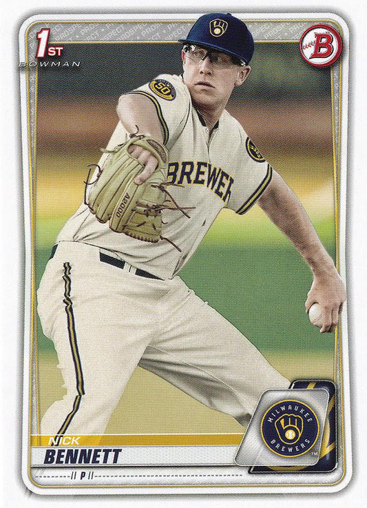 2020 Bowman Prospects Nick Bennett BP-140 Milwaukee Brewers