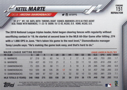2020 Topps Chrome Pink Refractor Ketel Marte  #151 Arizona Diamondbacks