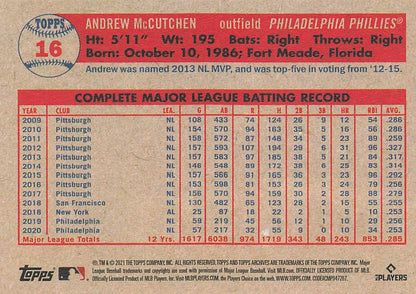2021 Topps Archives Andrew McCutchen #16 Philadelphia Phillies