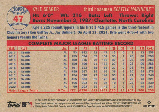 2021 Topps Archives Kyle Seager #47 Seattle Mariners