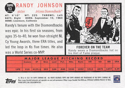 2021 Topps Archives Randy Johnson #63 Arizona Diamondbacks