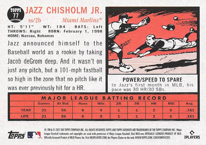 2021 Topps Archives Jazz Chisholm Jr. #77 Miami Marlins