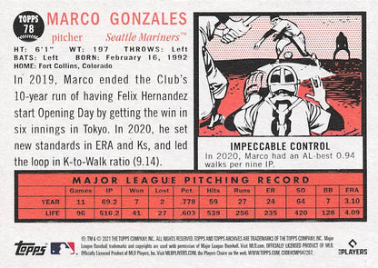2021 Topps Archives Marco Gonzales #78 Seattle Mariners