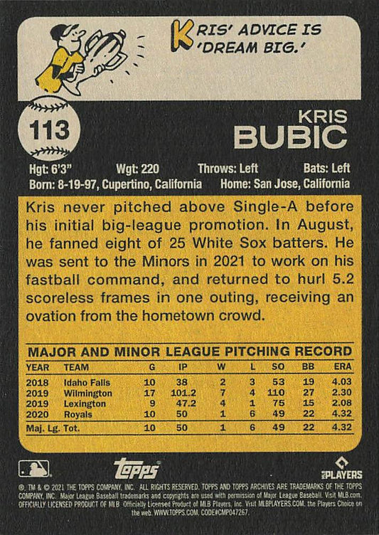 2021 Topps Archives Kris Bubic #113 Kansas City Royals