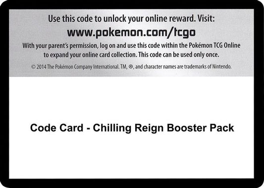Code Card Chilling Reign Booster Pack - SWSH06: Chilling Reign - Bulk of 55 code cards