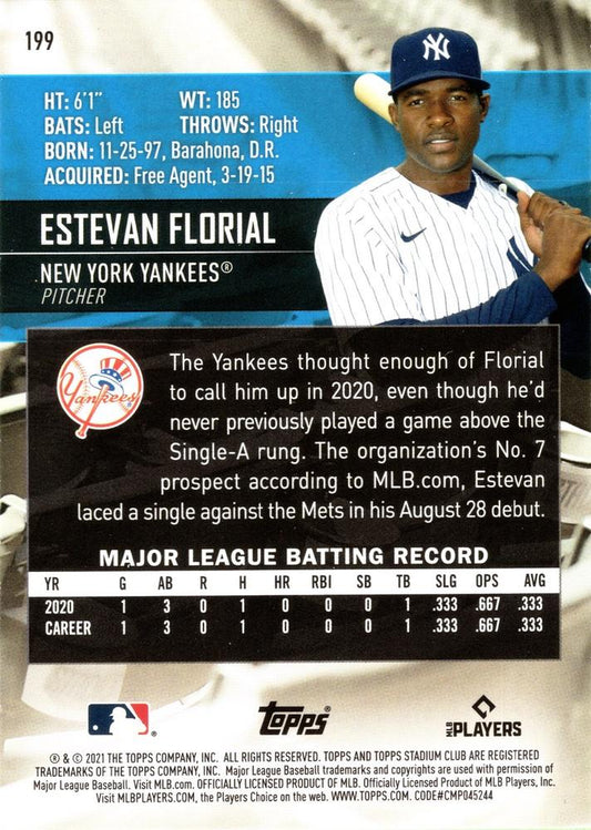 2021 Stadium Club  Estevan Florial RC #199 New York Yankees