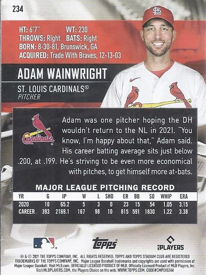 2021 Stadium Club  Adam Wainwright  #234 St. Louis Cardinals