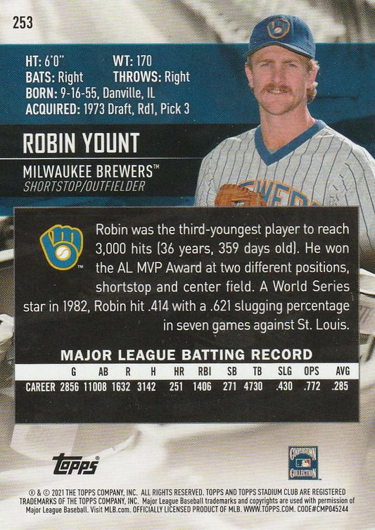 2021 Stadium Club  Robin Yount  #253 Milwaukee Brewers