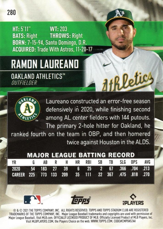 2021 Stadium Club Ramon Laureano  #280 Oakland Athletics