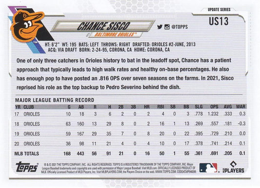 2021 Topps Update Chance Sisco  US13 Baltimore Orioles