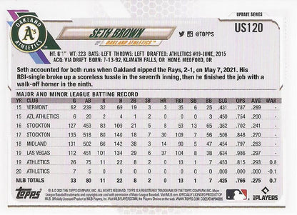 2021 Topps Update Seth Brown  US120 Oakland Athletics