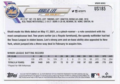 2021 Topps Update Khalil Lee Rookie US185 New York Mets