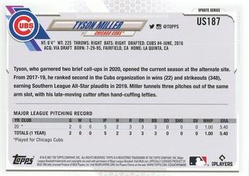 2021 Topps Update Tyson Miller Rookie US187 Chicago Cubs