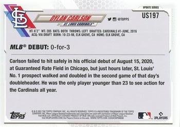 2021 Topps Update Dylan Carlson Rookie Debut US197 St. Louis Cardinals