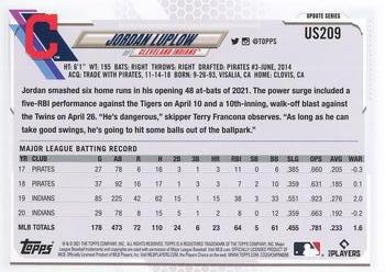 2021 Topps Update Jordan Luplow  US209 Cleveland Indians