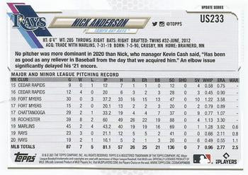 2021 Topps Update Nick Anderson  US233 Tampa Bay Rays