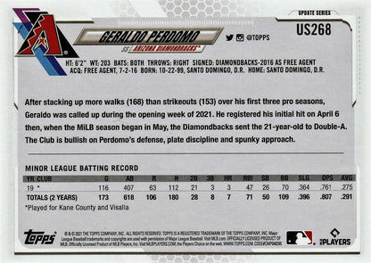 2021 Topps Update Geraldo Perdomo Rookie US268 Arizona Diamondbacks
