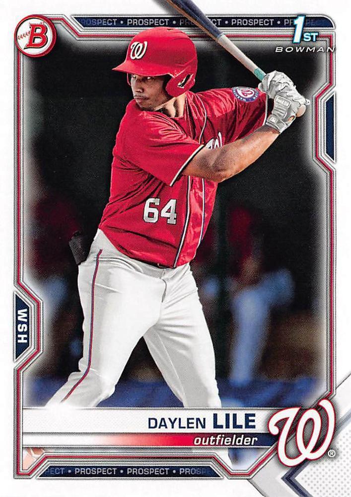 2021 Bowman Draft Daylen Lile FBC 1st Bowman BD-18 Washington Nationals