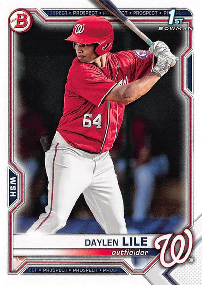 2021 Bowman Draft Daylen Lile FBC 1st Bowman BD-18 Washington Nationals