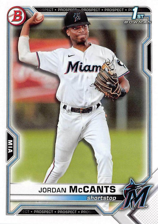 2021 Bowman Draft Jordan McCants FBC 1st Bowman BD-26 Miami Marlins