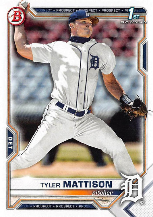 2021 Bowman Draft Tyler Mattison FBC 1st Bowman BD-58 Detroit Tigers