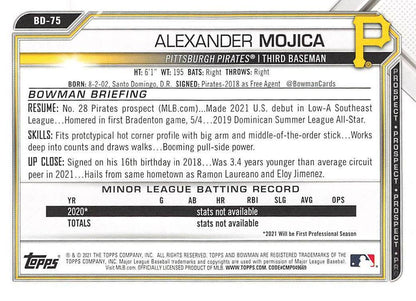 2021 Bowman Draft Alexander Mojica BD-75 Pittsburgh Pirates