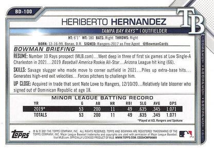 2021 Bowman Draft Heriberto Hernandez BD-100 Tampa Bay Rays