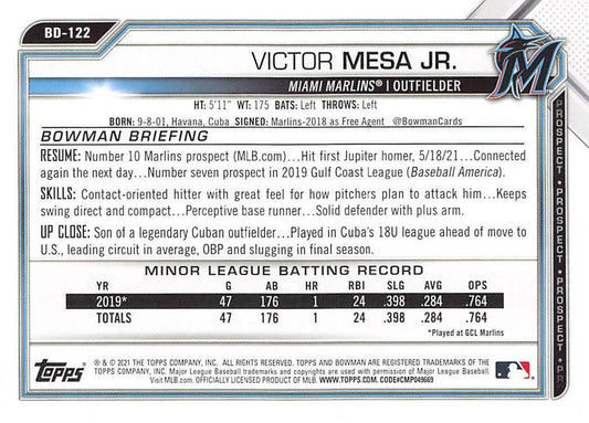 2021 Bowman Draft Victor Mesa Jr. BD-122 Miami Marlins