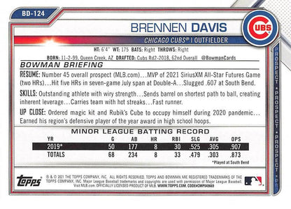 2021 Bowman Draft Brennen Davis BD-124 Chicago Cubs