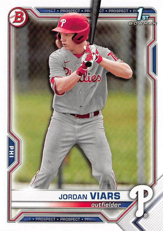 2021 Bowman Draft Jordan Viars FBC 1st Bowman BD-132 Philadelphia Phillies