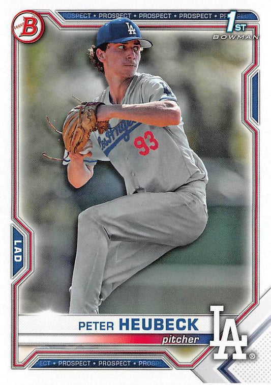 2021 Bowman Draft Peter Heubeck FBC 1st Bowman BD-146 Los Angeles Dodgers