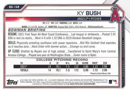 2021 Bowman Draft Ky Bush FBC 1st Bowman BD-149 Los Angeles Angels