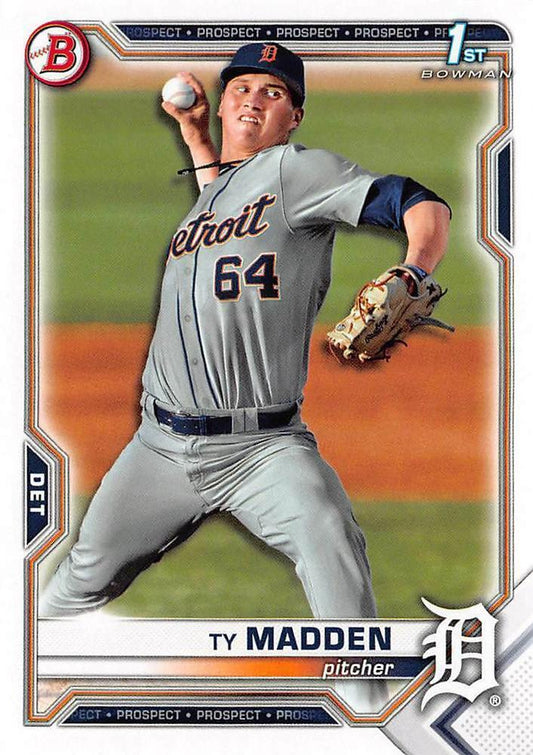 2021 Bowman Draft Ty Madden FBC 1st Bowman BD-152 Detroit Tigers