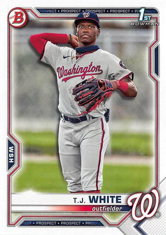 2021 Bowman Draft T.J. White FBC 1st Bowman BD-157 Washington Nationals