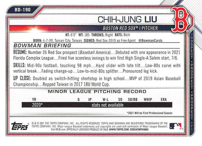 2021 Bowman Draft Chih-Jung Liu BD-190 Boston Red Sox