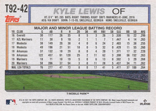 2021 Topps Update Topps 1992 Redux Kyle Lewis  T92-42 Seattle Mariners