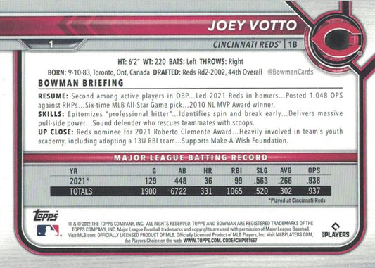 2022 Bowman Joey Votto #1 Cincinnati Reds