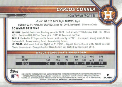 2022 Bowman Carlos Correa #3 Houston Astros