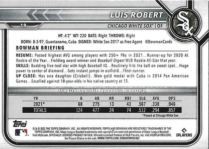 2022 Bowman Luis Robert #19 Chicago White Sox