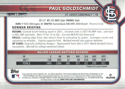 2022 Bowman Paul Goldschmidt #69 St. Louis Cardinals